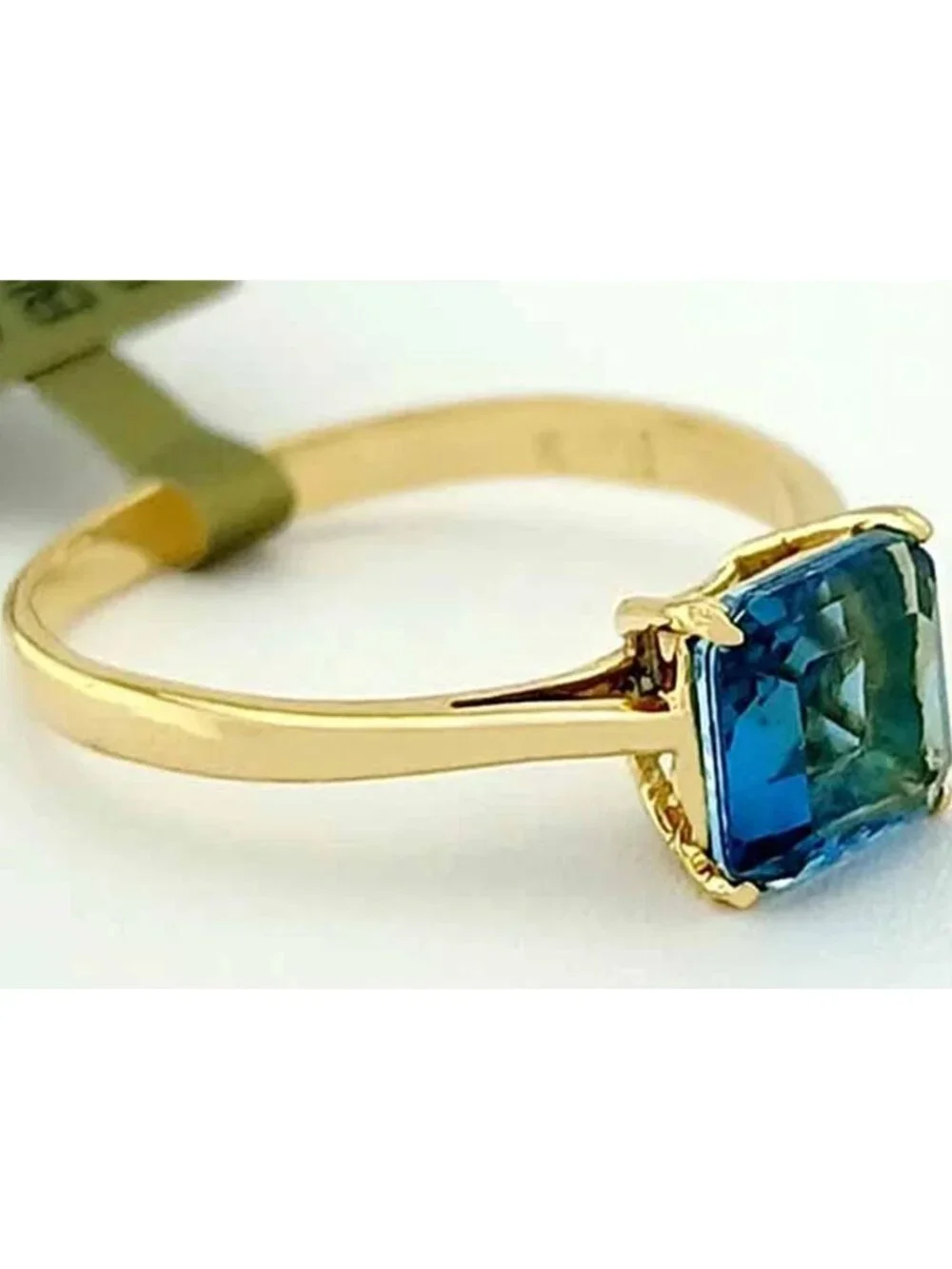 Genuine 1.24 Cts Blue Zircon Solitaire Ring 10k Gold